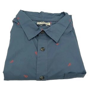 Magellan Shirt Mens XXL Short Sleeve Classic Fit Blue Button Up Lobster Print